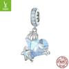 Ocean Series Man Fishtail Diy Pendant Accessories, Dream Jellyfish Seahorse S925 Sterling Silver Beads
