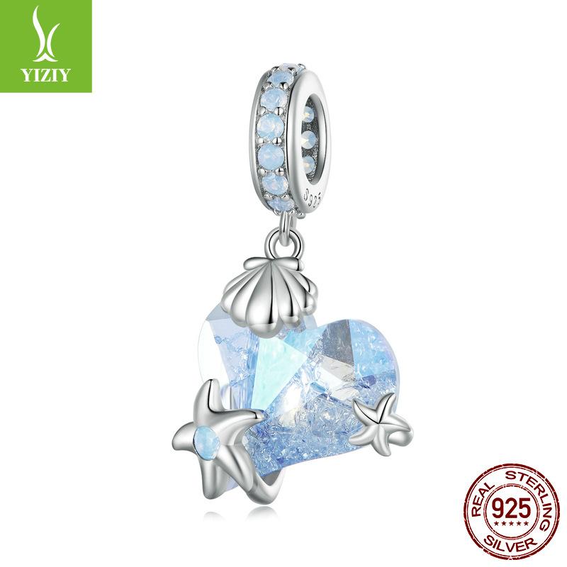 Ocean Series Man Fishtail Diy Pendant Accessories, Dream Jellyfish Seahorse S925 Sterling Silver Beads