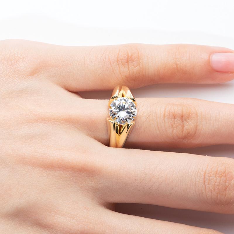 Carat Moissanite Ring Sterling Silver Woman Yellow Color Wedding Bands Engagement Gift