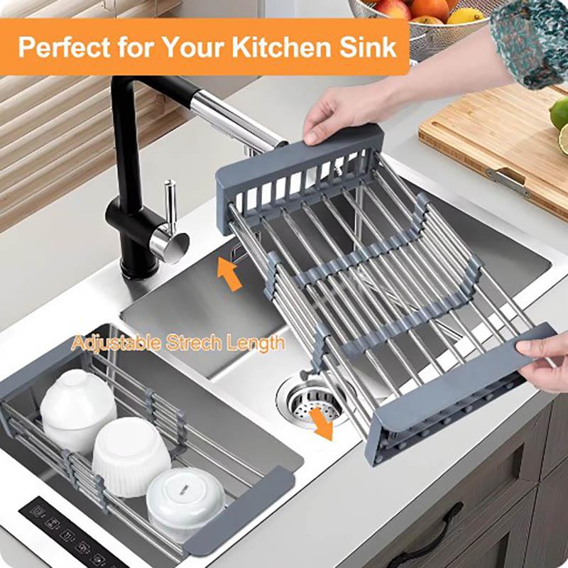 Kitchen Sink Drain Rack Dish Drain Rack Kitchen Basket Folding Drain Rack Stainless Steel Kitchen Sink Kitchen Washing Dishes