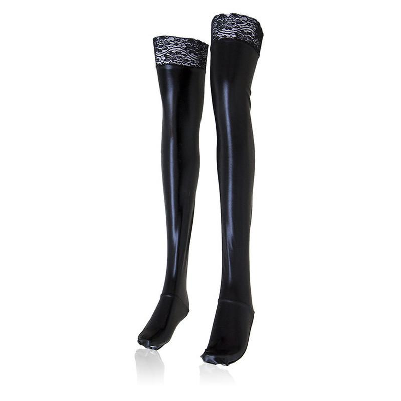 2pcs Lace Silicone Sexy Latex Stockings Pu Skinny Long Thigh High Glove Dance Clothes Woman Hose Erotic Sexy Lingerie Roleplay Toys