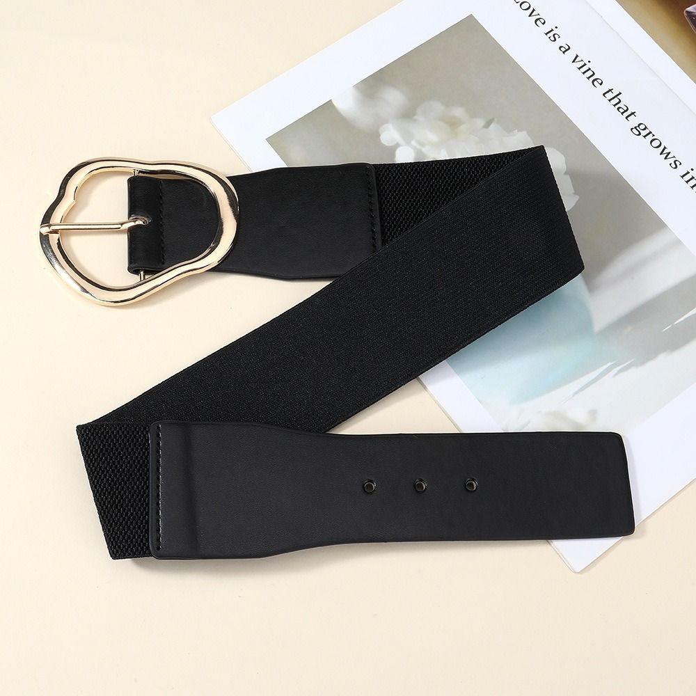 Elastic Pin Buckle Belt Retro Leather Belt Fashion Women Waistband Belt Women