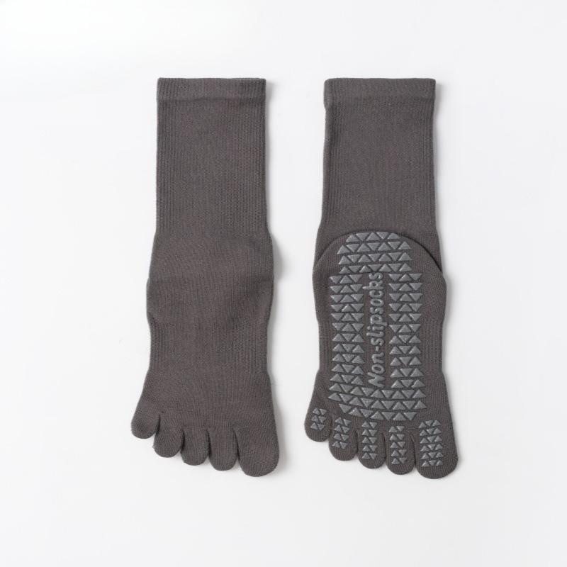 Cotton Yoga Socks with Anti-slip Properties for Pilates Five-finger Socks, Pure Cotton Sweat-absorbing Long-tube Yoga Sports Socks