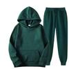 Fleece Hooded Set Fashion Casual Solid Color Sweatshirt Sweater Men's Two-piece Set