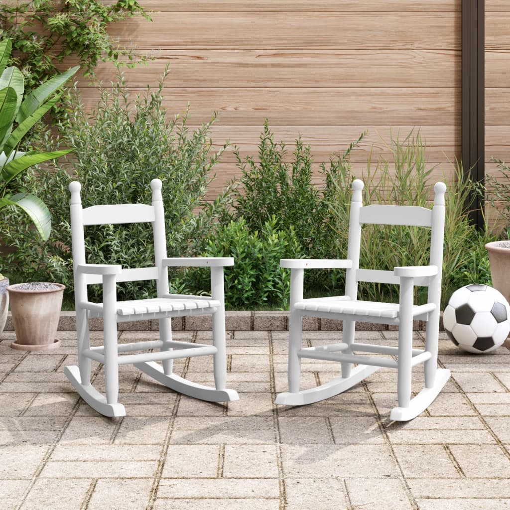 Vidaxl Children's Rocking Chairs, 2 Pcs, White, Poplar Wood