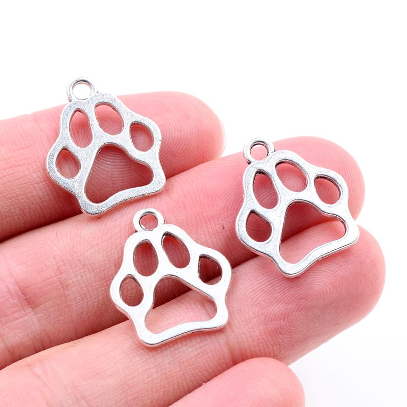 20pcs Cat Dog Footprint Cute Charms Pendant 19x17mm Alloy Metal DIY Jewelry Making Accessories Findings for Necklace Earrings