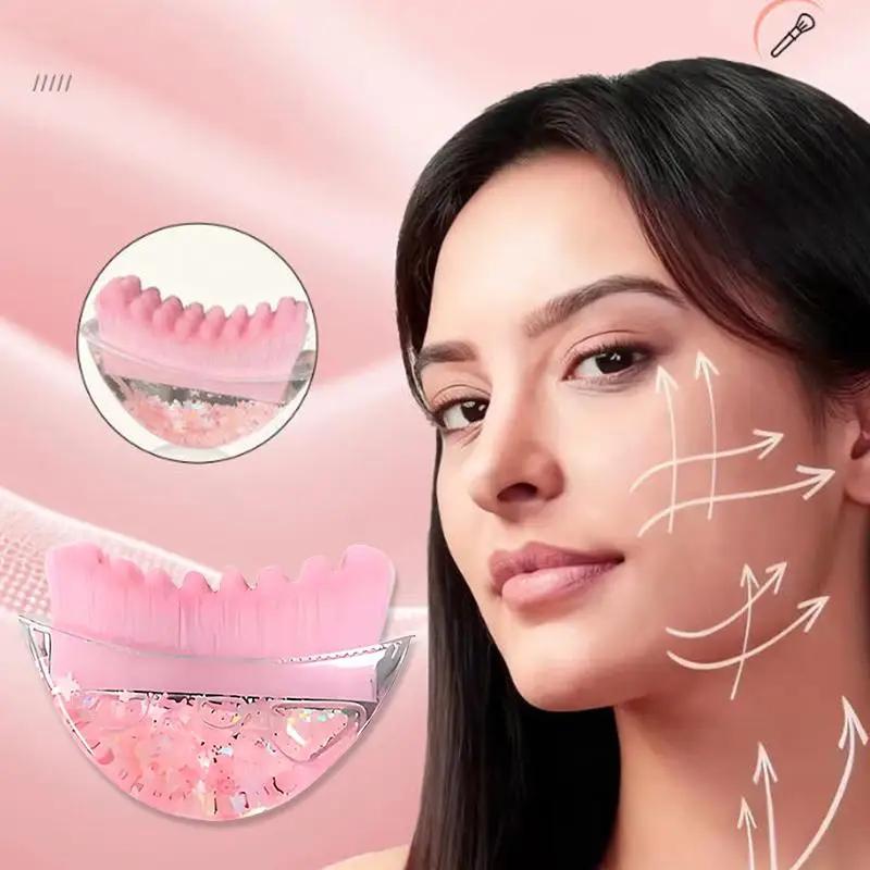 Portable Pink Lymphatic Face Brush for Contouring Sculpting Lifting Facial Drainage Massage At Home Spa for Women