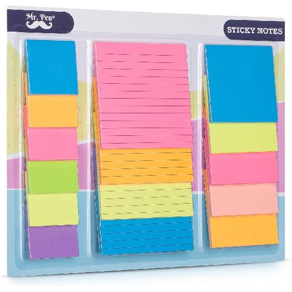 Mr. Pen- Sticky Notes Set, Assorted Sizes, 15 Pc, Bright Colors, Sticky Notes, Sticky Note Pads, Sticky Notes Variety A. Bright