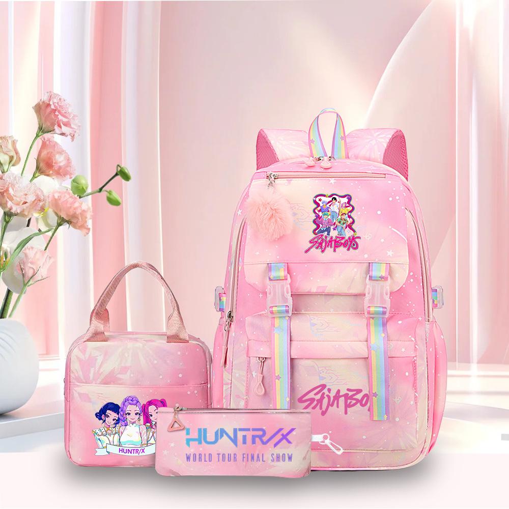 K-Pop Witch Hunters Cartoon Printed Student Pencil Bag Lunch Bag Three-Piece Backpack