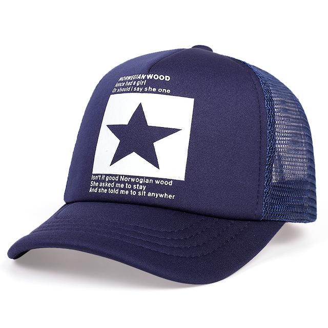 

New five-pointed star printed baseball cap spring summer breathable net caps men women outdoor sun shade hat adjustable wild hat Adjustable Темно-синій