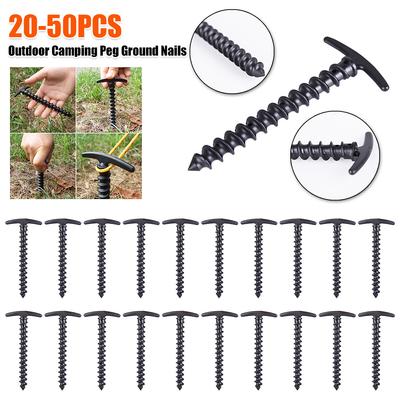 Screw Anchor Stakes Hiking Tent Stakes Pins Outdoor Camping Peg Ground Nails Spiral Plastic Fixing Supplies