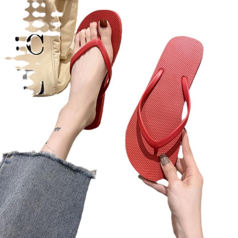 Flip-flops women's shoes wear black pinch slippers non-slip bathing beach seaside splint sandals