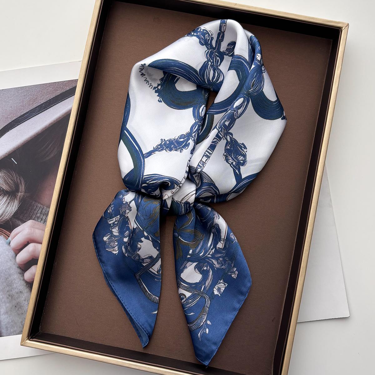 Yto Scarf Women's Design Square Scarf Silk Imitation Luxury Neckerchief Bandana Foulard Lady Shawl Scarves Wrap Head Hair Band Ties