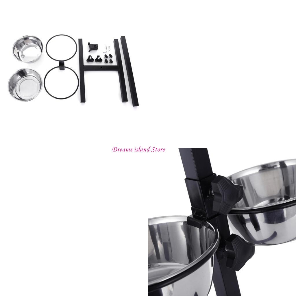 Dog Feeding Bowls Adjustable Elevated Pet Feeding Water Bowls with Stand HX6C