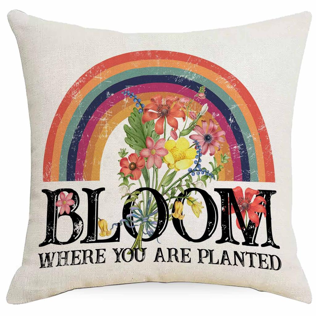 Western Summer Butterfly Bee Flower Pillowcase Home Sofa Cushion Pillowcase Decoration