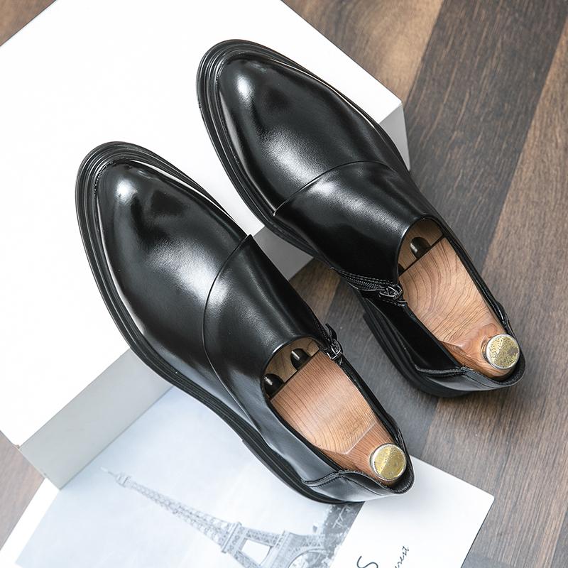 Fashion British Style Pointed Elegant Men's Dress Shoes Anti Slip Wear-resistant Men's Leather Casual Shoes Work Shoes Low Cut Versatile