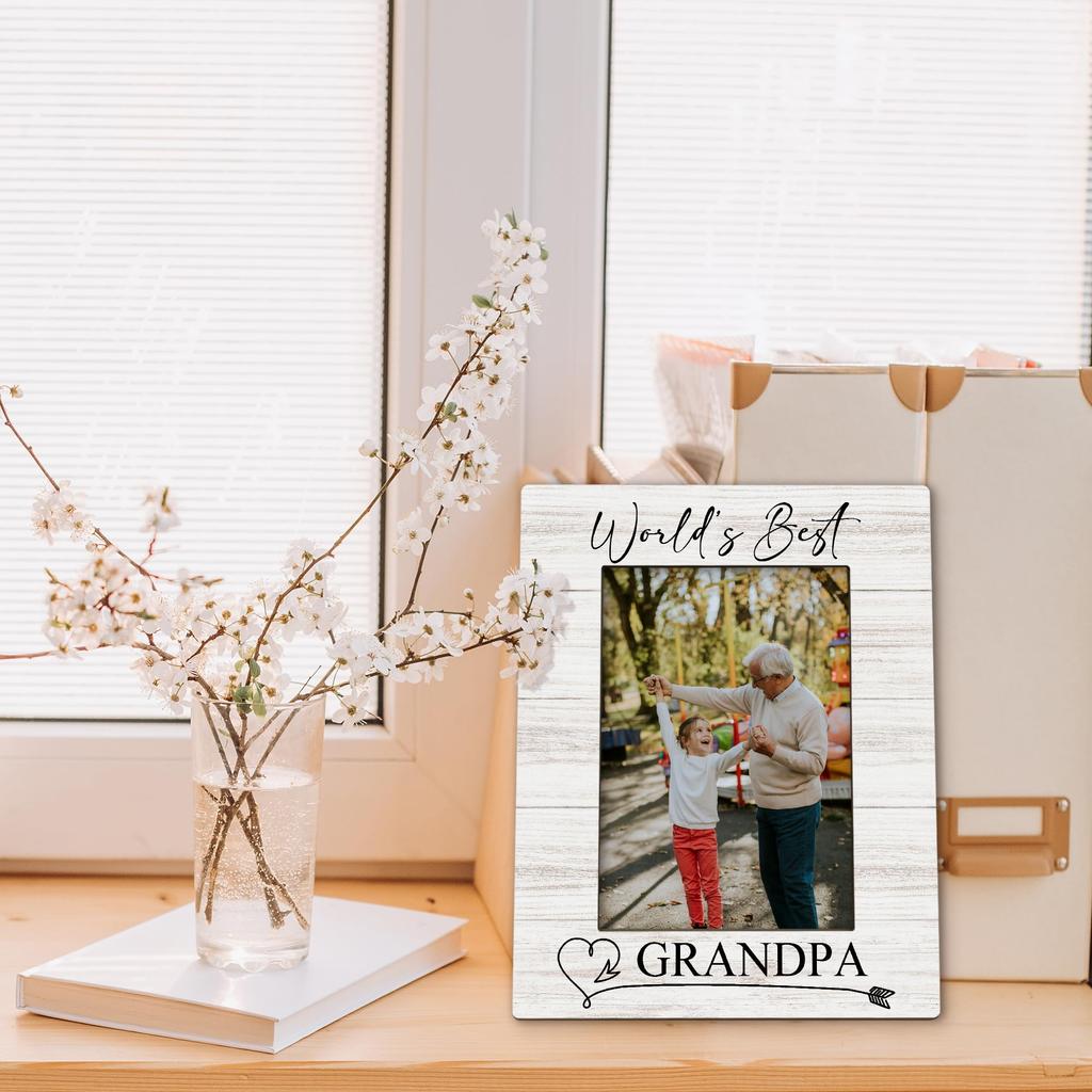 Beliran Grandpa Gifts Picture Frame Grandpa Photo Birthday Gift for Grandpa from Best Grandpa Wooden Picture Frame for Desk Room Decor 5x7, Frame,