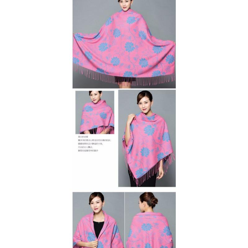 Women S Vintage Ethnic Floral Faux Cashmere Scarf Warm Large Shawl