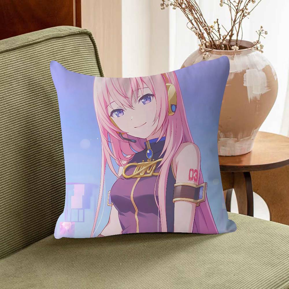 M-Megurine Luka Office Cushion Pillowcase Car Cushion Cover45X45CM Lumbar Pillowcase Sofa Pillowcover