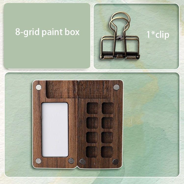 

8/15 Grid Empty Wooden Watercolor Palette Portable Mini Travel Watercolor Acrylic Paint Box (With No Pigment) Square Tray Box