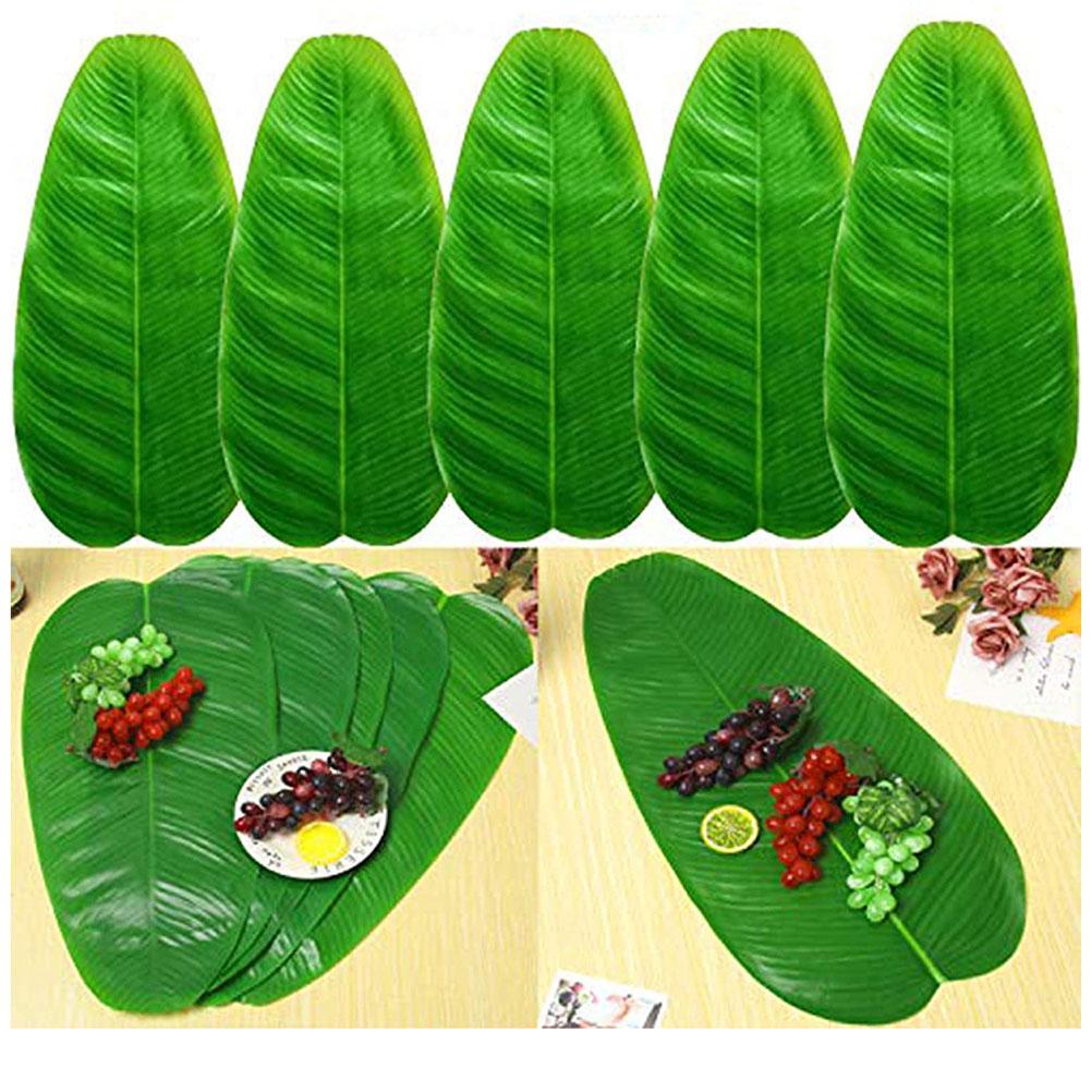 5pcs Artificial Banana Leaf Placemat Table Runner Party Decor