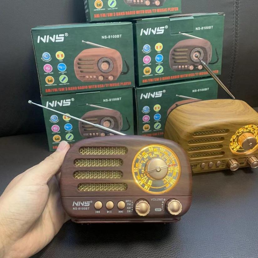 Klassisches Retro UKW AM Radio Desktop-Empfänger Wiederaufladbar Tragbar MP3-Radios Stereo 3W Bluetooth-Lautsprecher AUX USB
