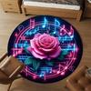 1pc Rose Music Round Chair mat office Area Rug - Non-Slip, Floor Mat for Office, Bedroom, Ideal home decor gift p0105068