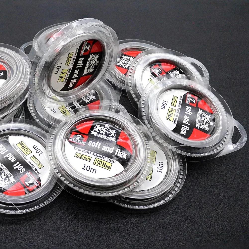 10M 7 Strengen 5LB-200LB Nylon Gecoat Staaldraad Leader Gevlochten Staaldraad Leader Coating Jigging Vislijn Zeevissen Rigs Accessoires