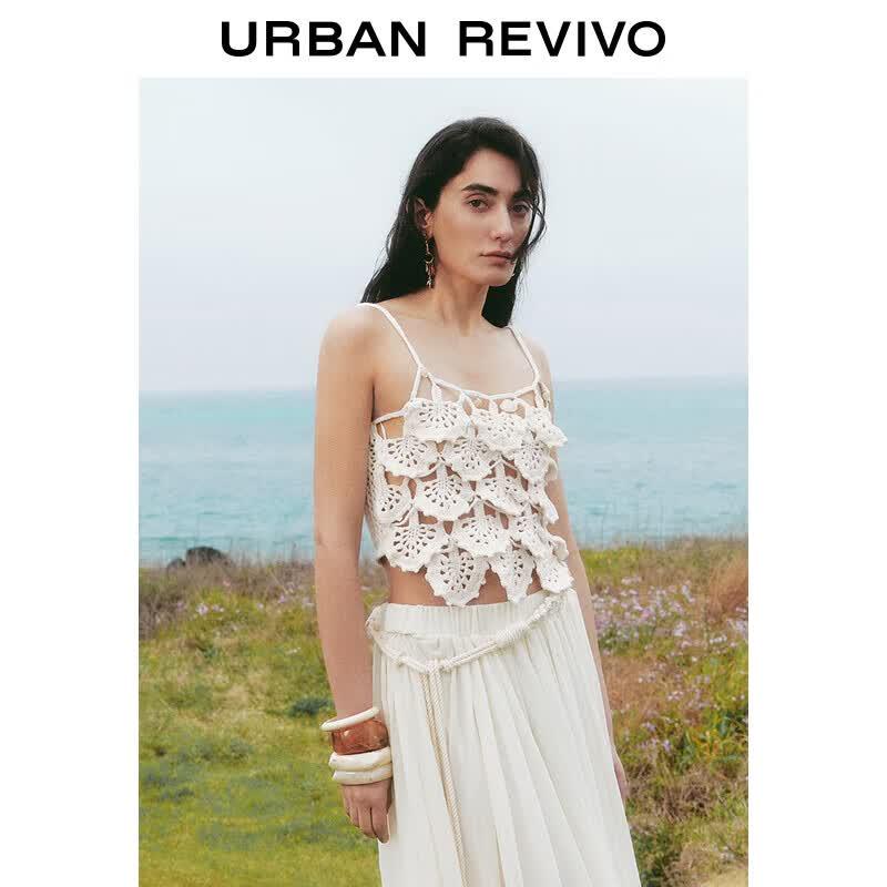 

UR 2025 Women s Bohemian Layered Crochet Knit Camisole M