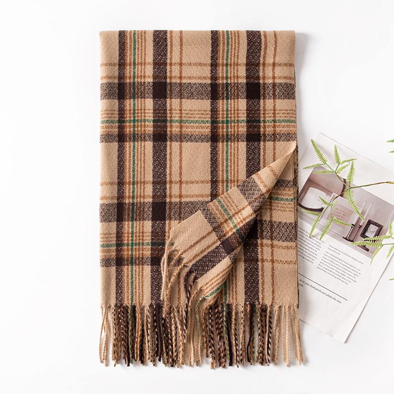 

Autumn and winter new scarf women s winter high-end scarf thickened warm imitation cashmere plaid shawl 65*200