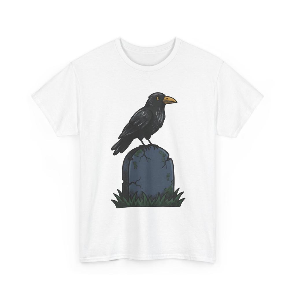 Raven Gravestone Shirt Halloween Horror Gift Women Sketch Tee Tombstone T-Shirt