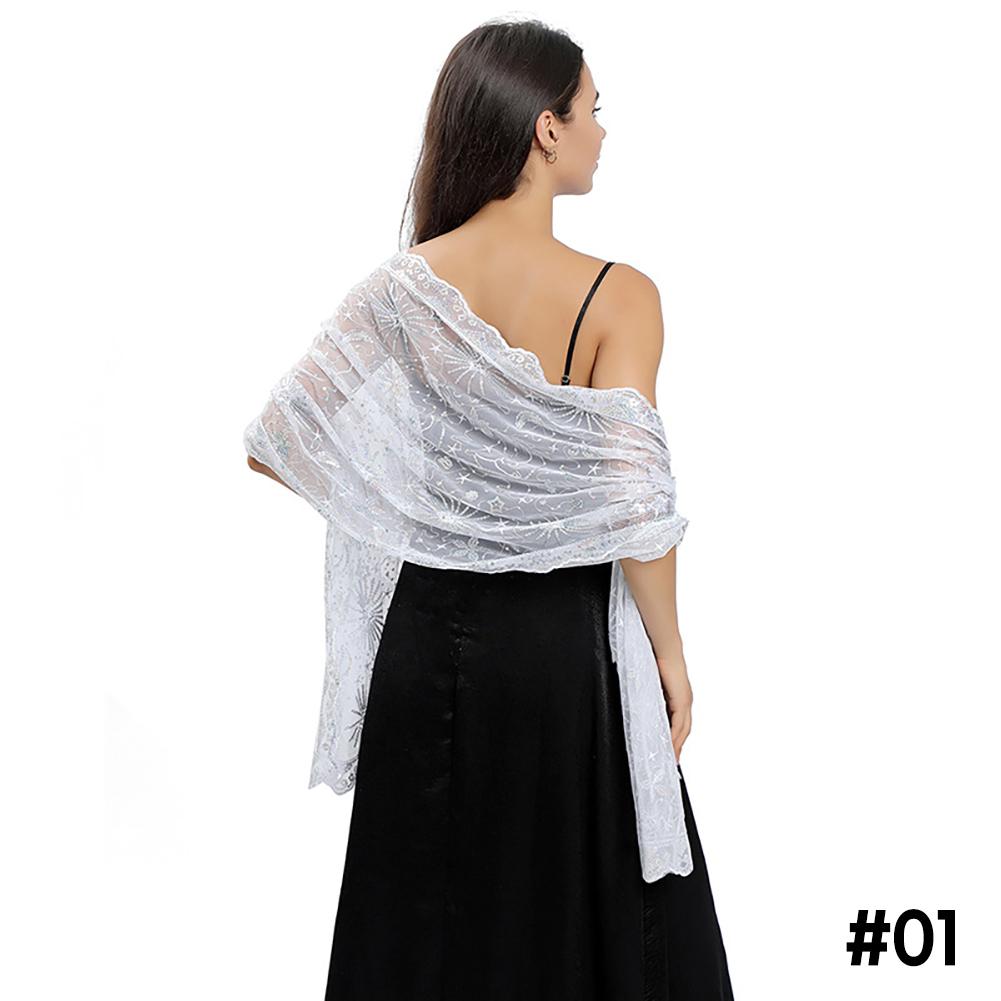 Moon Star Sequins Shawl Wraps for Evening Dresses Wedding Decoration Scarf Elegant Hijab Cover for Ramadan Festivals Women's Modest Fashion Shawl