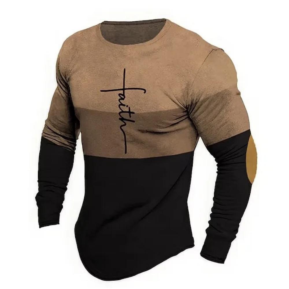 

Winter Men s Tops Fashion Gradient Cross Long Sleeved T-Shirt New Middle Aged And Elderly Clothing Men Oversized Loose Blouse 3XL