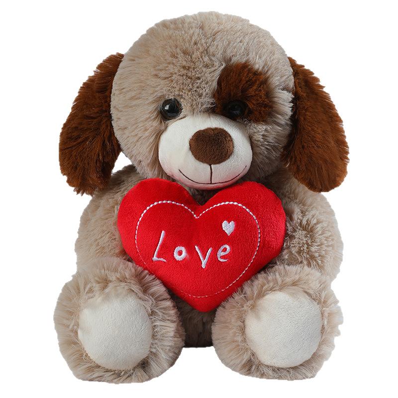 

25CM Cute Heart Bear Dog Plush Toys Red Heart Print Love Creative Animal Stuffed Doll for Lovers Valentine s Day Gifts кавовий