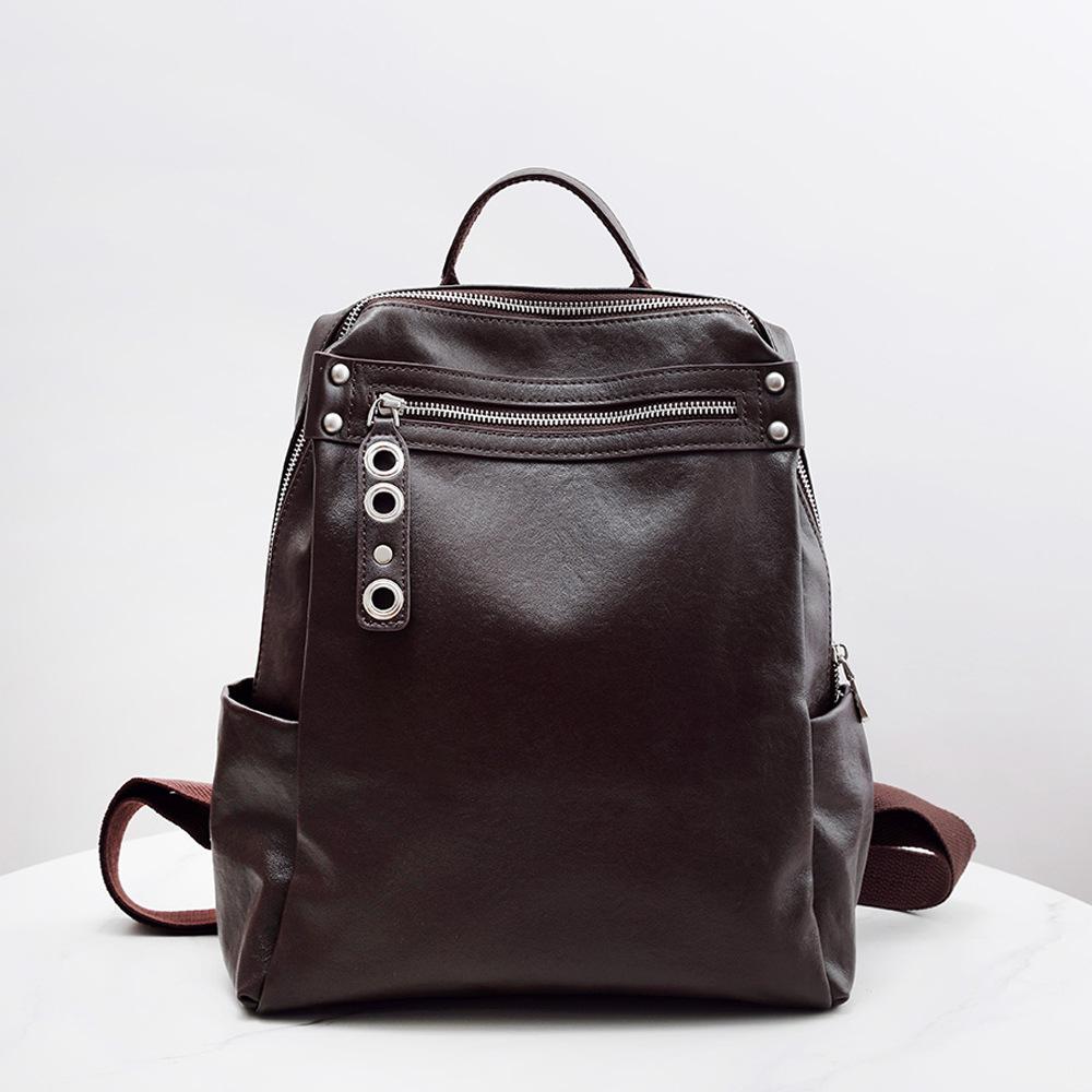 

Layer Vegetable-tanned Cowhide Backpack 2026, Large-capacity Travel Genuine Leather Women s Bag, Business Trip 28x9x36cm шоколадный