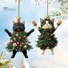 1/2Pcs Christmas Pendant Ornament Xmas Ball Decor Cat Shape Festive Hanging Decoration with Lanyard Christmas Gift