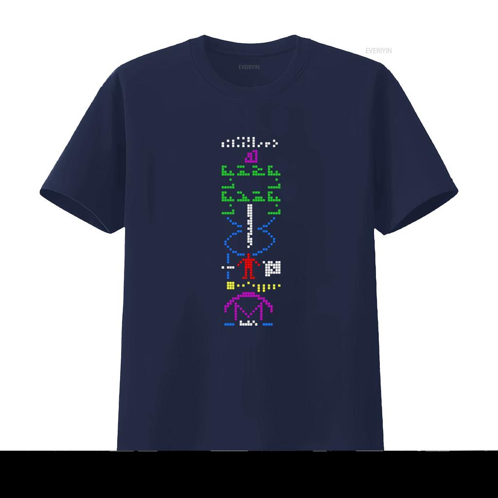 Arecibo Message Interstellaire Espace Geek Homme Coupe Standard T Shirt Mens Galactic Print Vintage Washed Streetwear