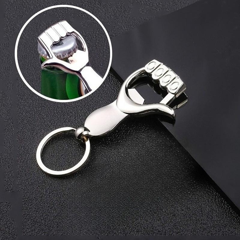 Heavy Duty Stainless Steel Bottle Opener Keychain ,One Touch Lever Mechanism, Ergonomic Grip Design, Rust Resistant , Durable for Home, Bar, Party