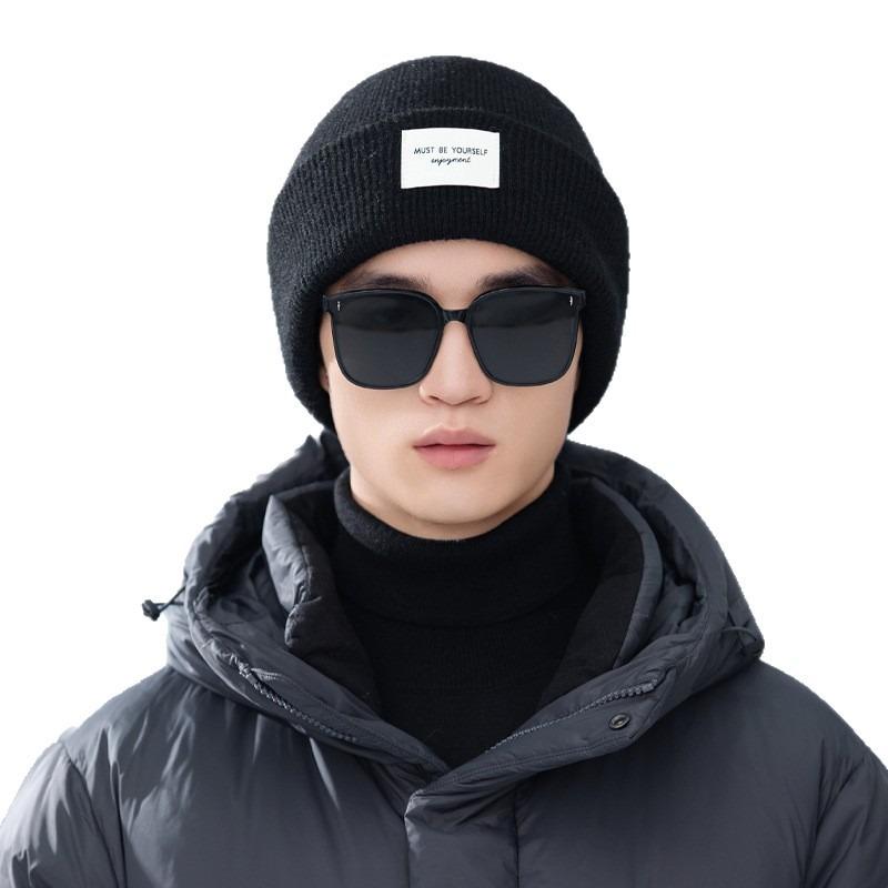 Autumn and winter hats Women's wool hats Big head circumference shows small face Baotou hat Fleece ear protectors Warm knitted hat