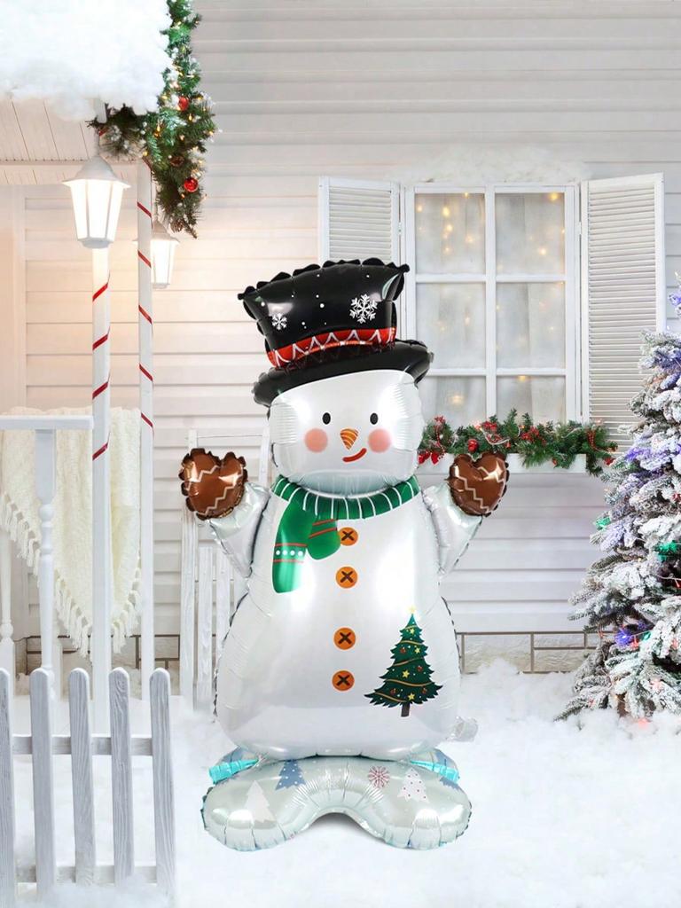 1pc Christmas Snowman Balloon, 4D Standing Foil Balloon, Suitable for Christmas Party Decoration Supplies