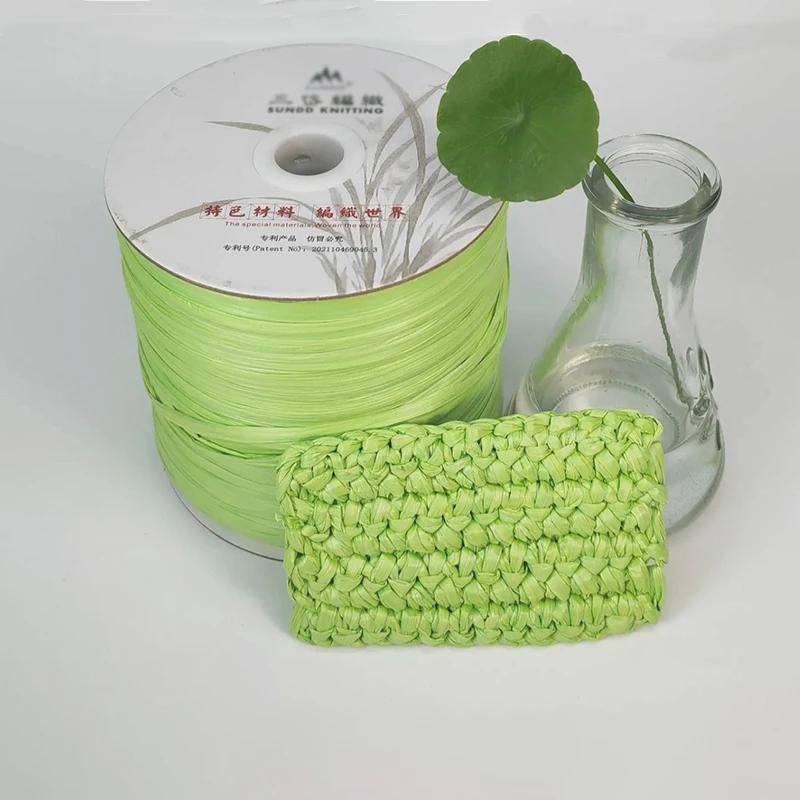 600M Raffia Strohgarn Häkelgarn für DIY Stricken Sommerstrohhut Handtaschen Kissen Handgeflochtenes Strohgarn