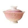 Gradient Pink Gaiwan Tea Cup Ceramic Brewing Set Hand Painted Carving with Lid Home Use Single High End Kung Fu Tea Ware