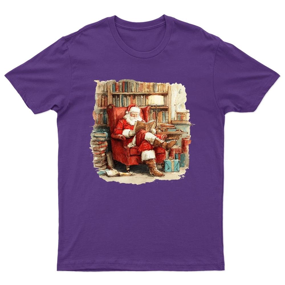 Santa Reading Book Christmas TShirt Unisex Gift Retro Seasonal Funny Xmas