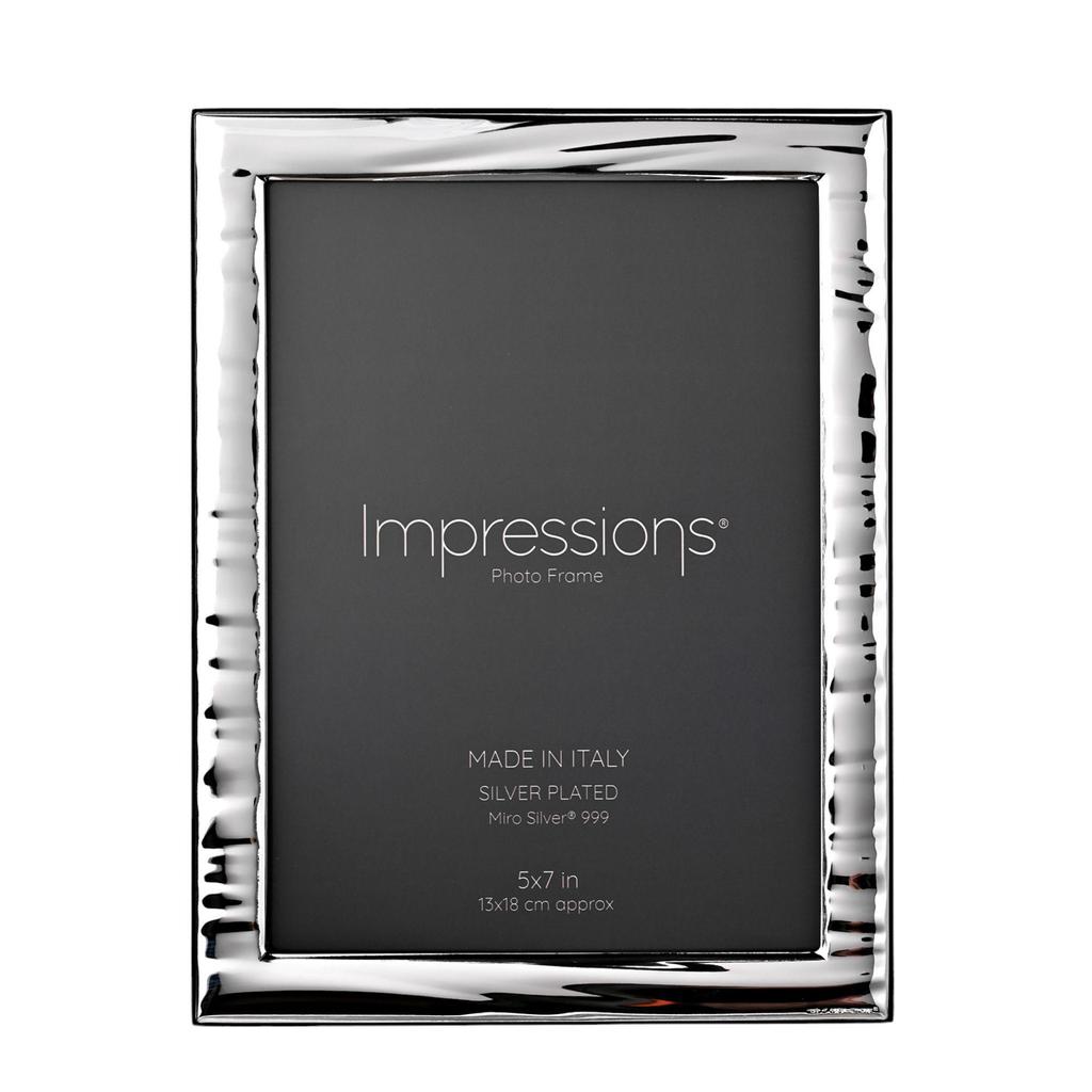 Impressions 999 Silver Narrow Wave Photo Frame 5 X 7 Wood Back Made In Italy