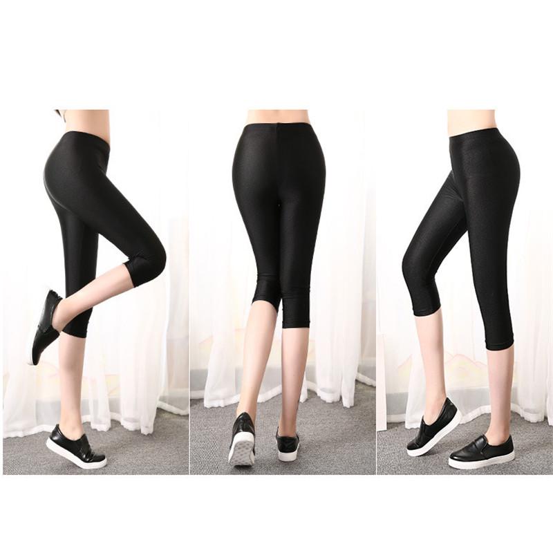 Buy Midcalf Black Leggings Femme Mujeres Clothing Shiny Spandex