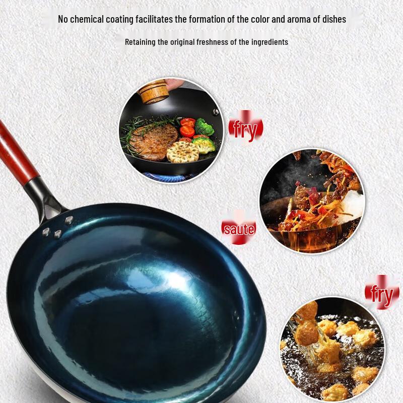 Wok de Ferro Acabamento Espelhado Feito à Mão pelo Artesão Zhangcheng