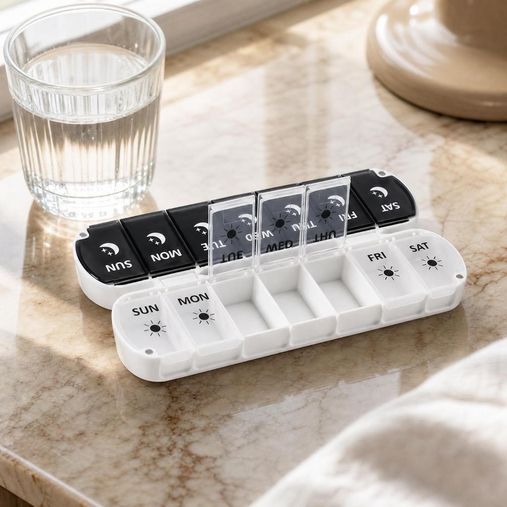 Weekly Pharmaceuticals Planner Portable Foldable Pill Organizer DustResistant for Home, Work