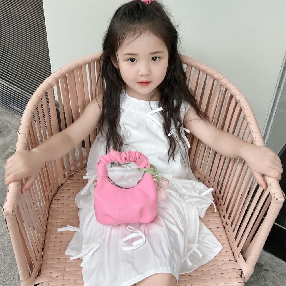 Tulip Sweet Decorative And Folded Design Solid Color Children Bag Shoulder