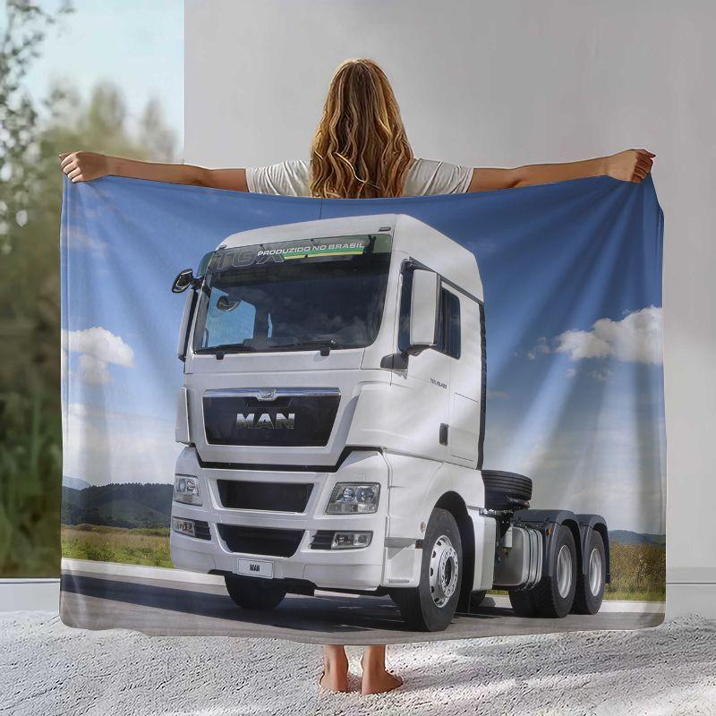 Klassische MAN LKW Flanelldecke, Ultraweiche Warme Plüschdecke für Zuhause Schlafzimmer Bett Sofa Abdeckung Büro Camping Picknick Geschenk