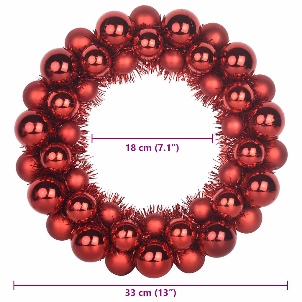 Christmas Ball Wreaths 2 pcs Red 33 x 33 x 7 cm Polystyrene